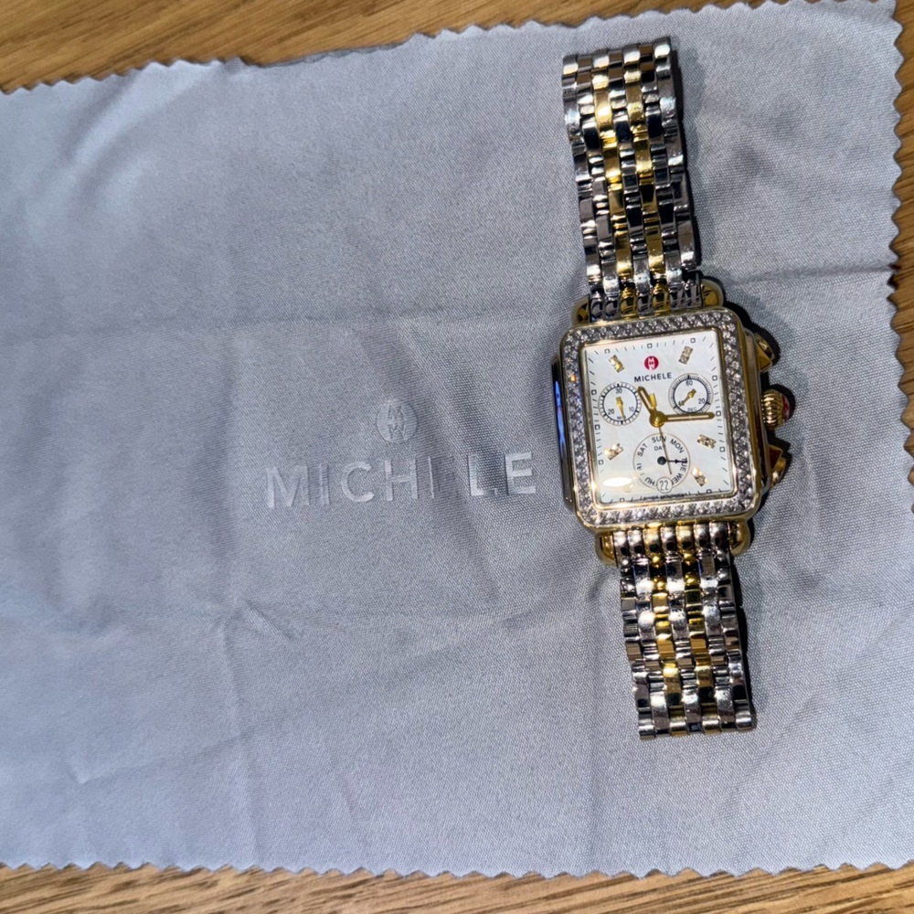 MICHELE Deco Diamond Chronograph Bracelet Watch, 33mm - Picture 15 of 17